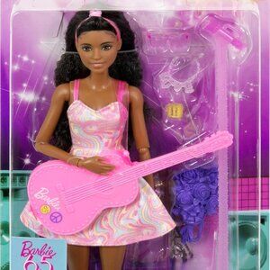 Barbie 65th Anniversary Doll & 10 Accessories, Pop Star Set with Brunette Singer